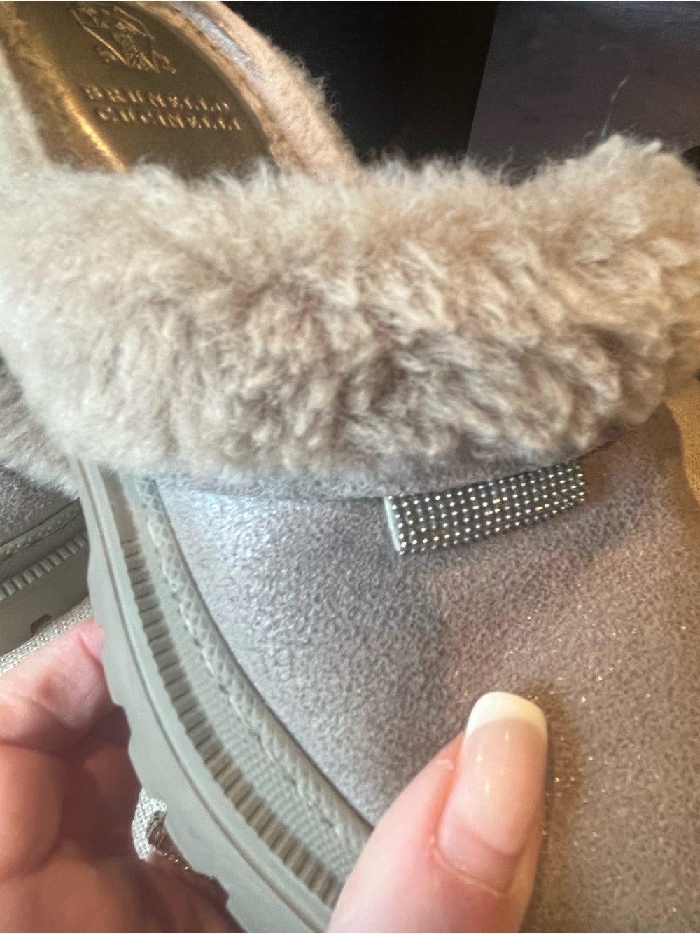 Brunello Cucinelli Metallic Fur lined women’s clogs size 37.5 - Picture 5 of 10
